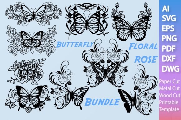Butterfly Floral Rose Bundle SVG File Review