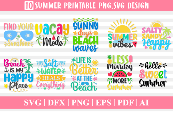 Summer Beach Printable SVG, DXF, PNG Review